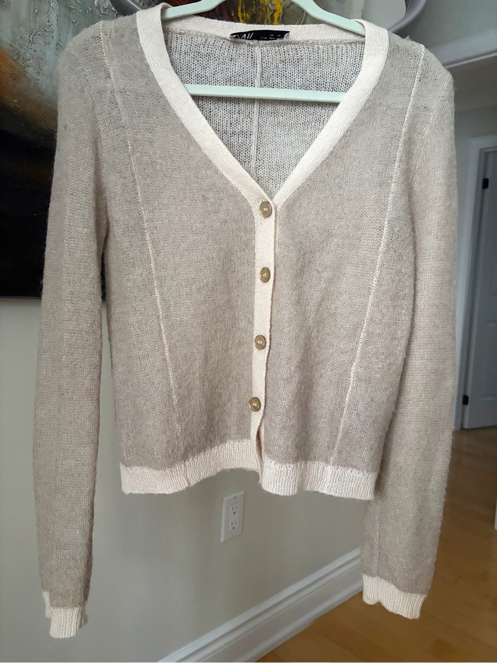 ZARA S/M Knit Cardigan Sweater Lightweight Wool Angora blend